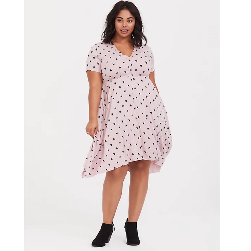 NWT TORRID PLUS SIZE 4 MIDI CHALLIS SHIRT DRESS LAVENDER PINK IKAT POCKETS